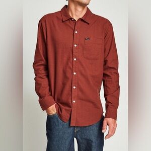 2/49$ Men’s BRIXTON cotton CHARTER OXFORD L/S WOVEN shirt in chestnut size Large